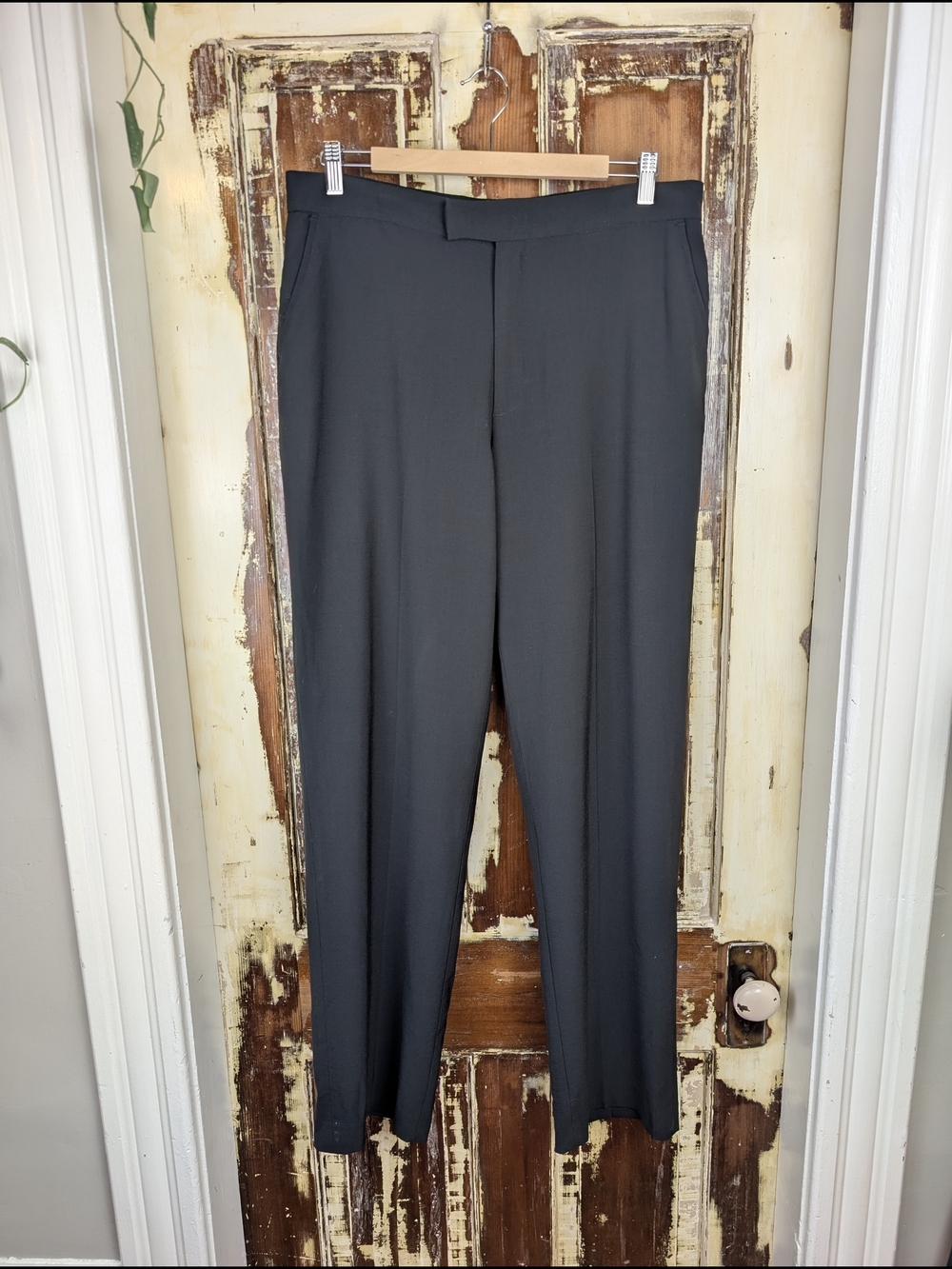 Vintage Gap Black Wool Blend Tailored Trousers Pants 14 Long 90s Minimalist Tall